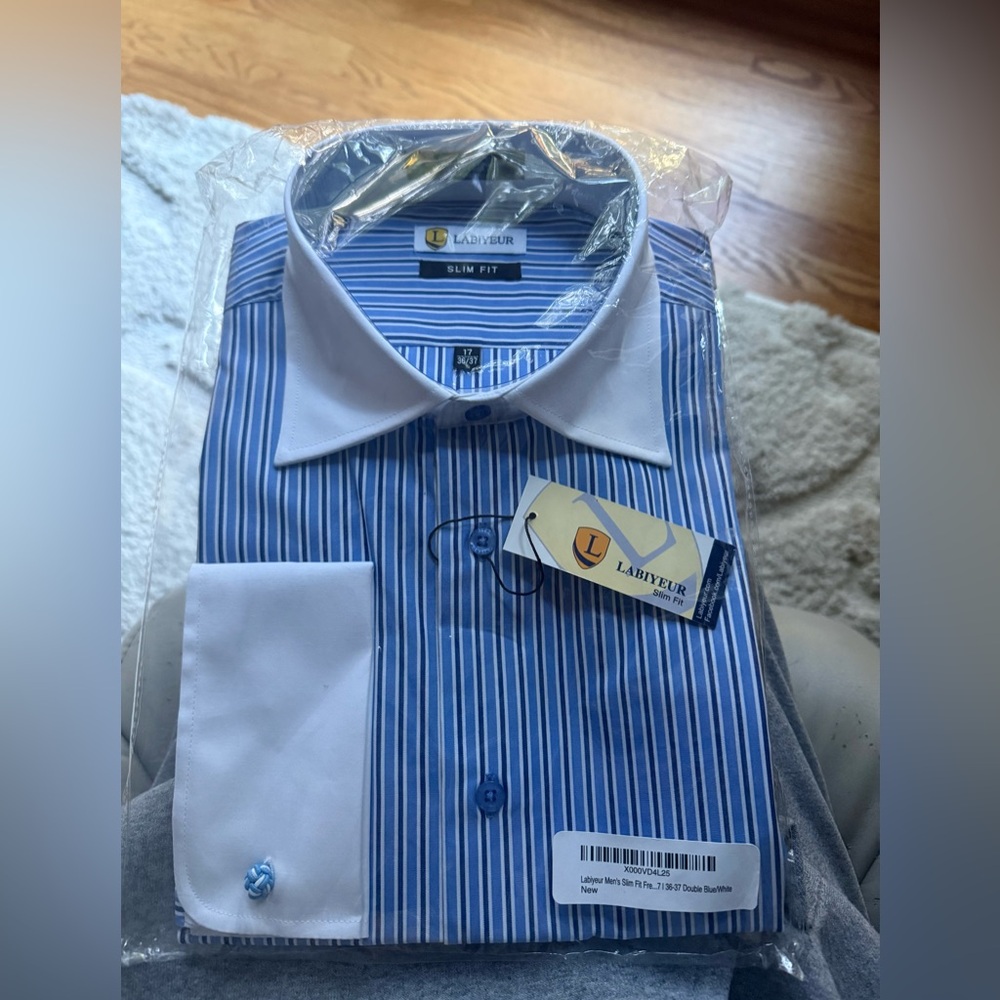 Labiyour Blue Striped Slim Fit Shirt